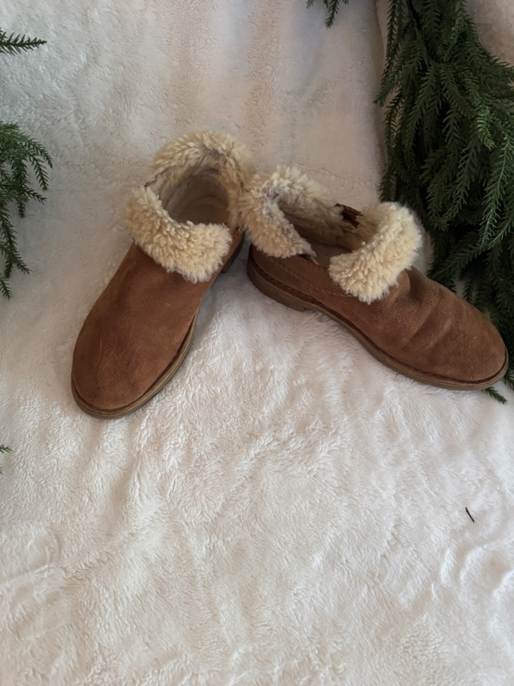 UGG Brown Suede Shearling-Lined Slippers - Picture 2 of 3